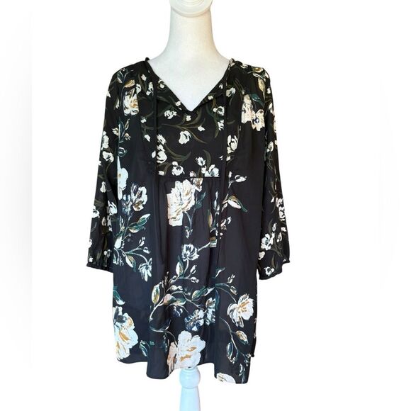 A Pea in the Pod Floral Maternity Blouse Black Cream Whimsigoth Womens Medium - Picture 3 of 12